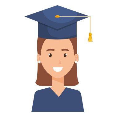 Bayan öğrenci üniformasıyla mezun oluyor.