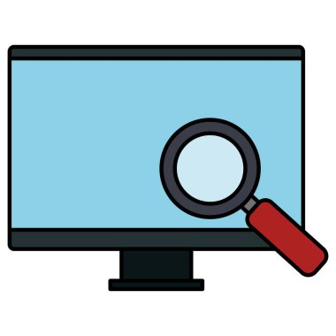 Büyüteç ile bilgisayar ekranı