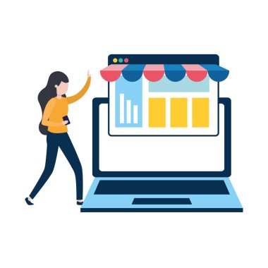 dizüstü bilgisayar avatar karakter kadınla