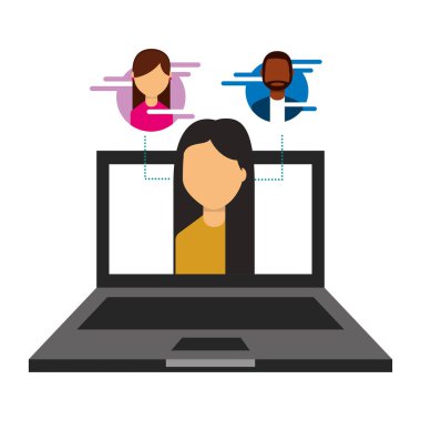 kadın ekranda dizüstü bilgisayar insanlar sosyal medya bağlantısı