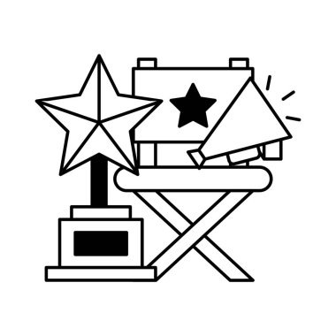 yönetmen koltuğu kupa ve megafon sinema filmi