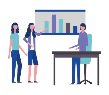 iş kadın ofis masası sunum panosu