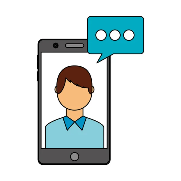 Mobil ember beszéd buborék szociális média — Stock Vector