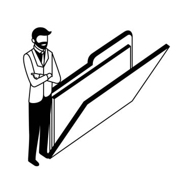 klasör belge karakteri ile zarif işadamı