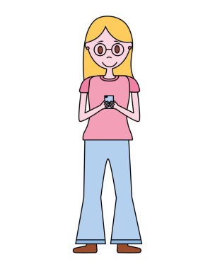 smartphone avatar karakter olan kadın