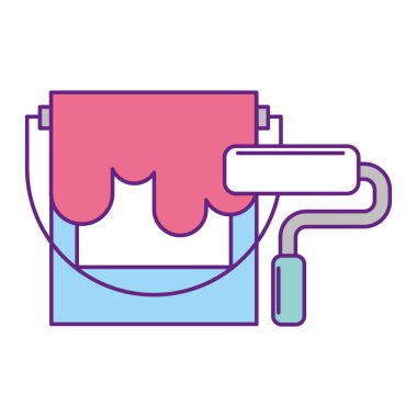 inşaat kovası ve rulo boya aleti