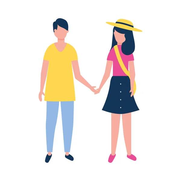 Young couple avatar character — Stock Vector