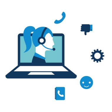 çağrı merkezi kız dizüstü bilgisayar hizmeti izole