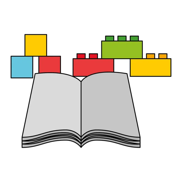 Aperto libro cubo e blocchi per bambini giocattoli — Vettoriale Stock