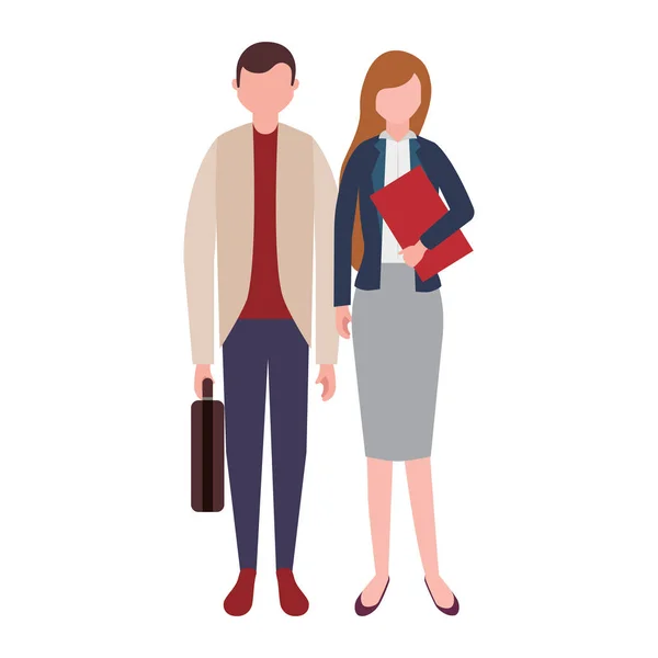 Businessman and woman standing teamwork — Stock Vector