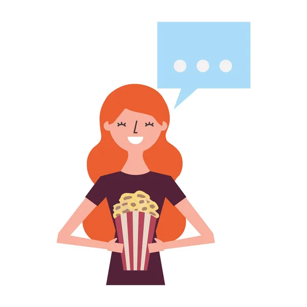 Kobieta gospodarstwa popcorn — Wektor stockowy