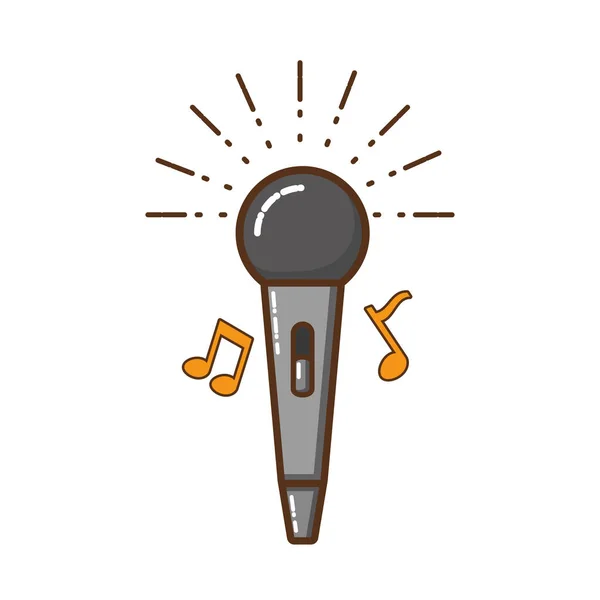 Micrófono con notas musicales icono aislado — Archivo Imágenes Vectoriales