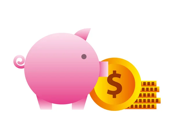Sparschwein und Ikone des Geldes — Stockvektor