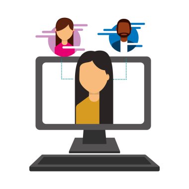 kadın ekranda bilgisayar insanları sosyal medya