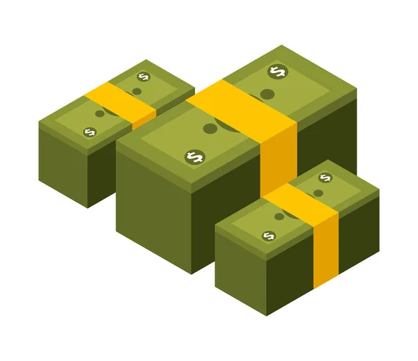 Piles de billet dollar icône isolée — Image vectorielle