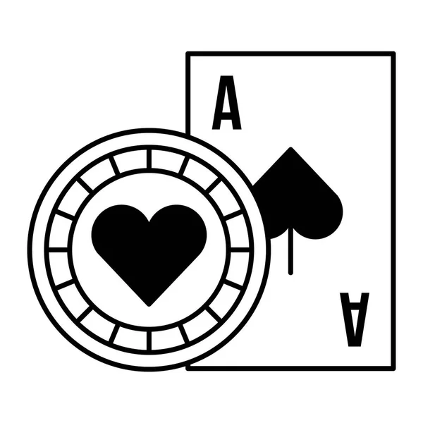 카드 에이스 칩 카지노 게임 내기 — 스톡 벡터