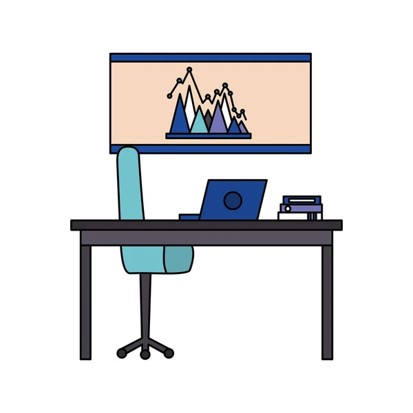 Office wrokplace desk board laptop — Stock Vector