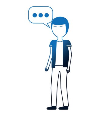 konuşma balonu avatar karakter ile genç adam