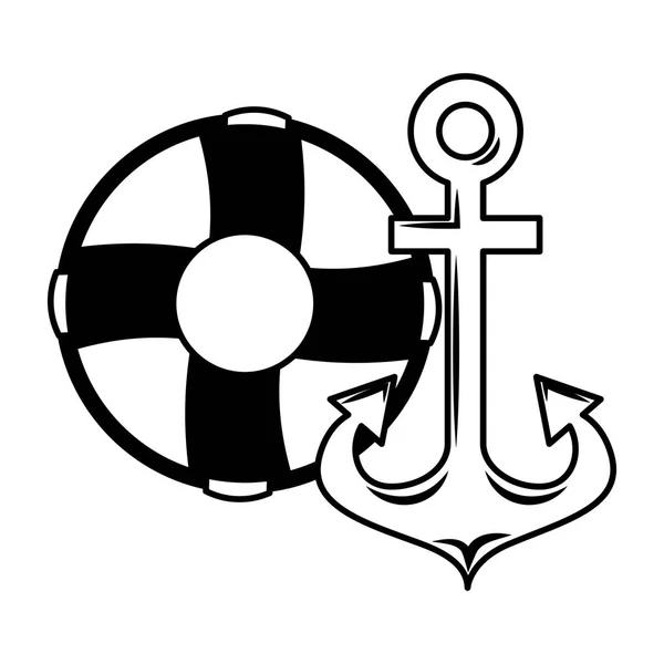 Морський якір і рятувальний флот — стоковий вектор