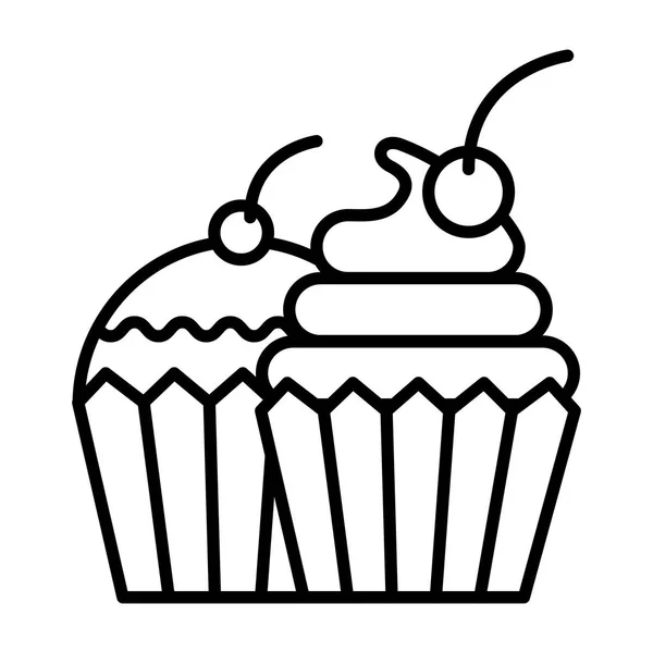 甘いカップケーキ食品デザートベーカリー — ストックベクタ