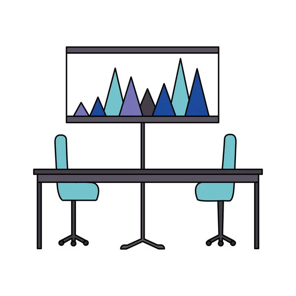 Mesa de cadeiras de diagrama de apresentação de escritório — Vetor de Stock