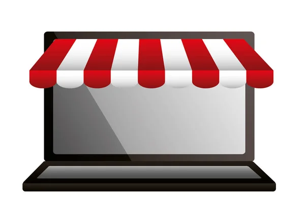 Shopping online laptop market commerce — Stock Vector