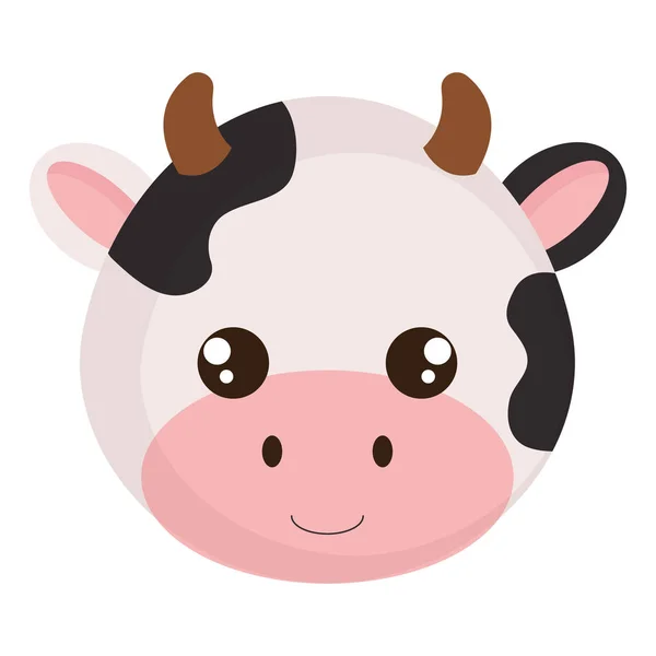 Carino e piccolo mucca testa carattere — Vettoriale Stock