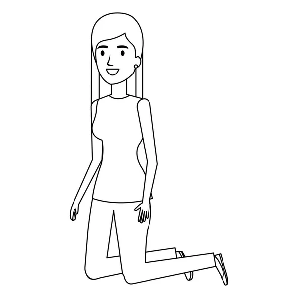 Femme agenouillée sur le sol avatar personnage — Image vectorielle