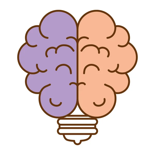 Bombilla idea de luz con cerebro — Vector de stock