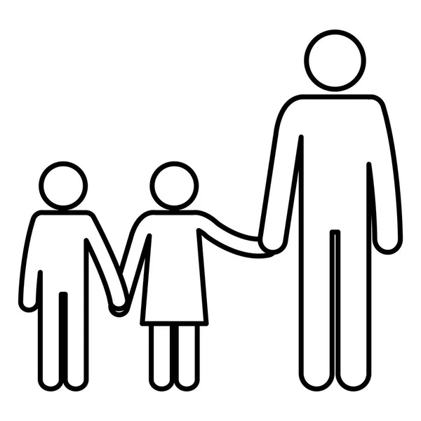 Figure père avec fils et fille avatars — Image vectorielle