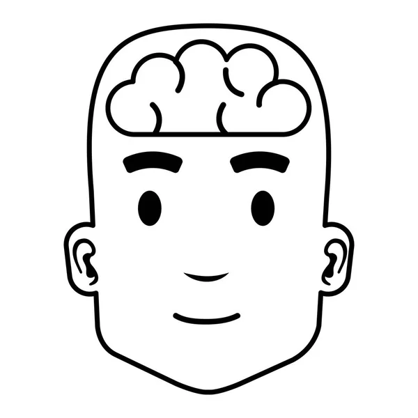 Profilo umano con cervello — Vettoriale Stock