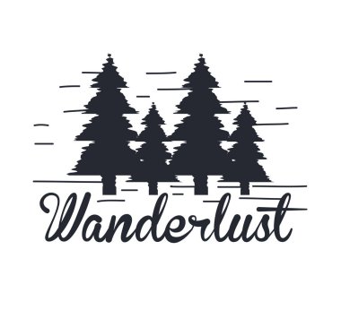 wanderlust el çizilmiş dağ macera etiket doğa