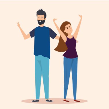 sakallı erkek ve saç modeli ile güzel kız