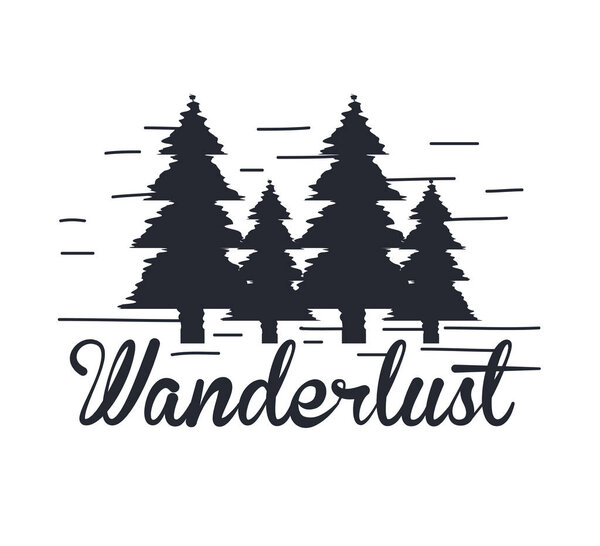 wanderlust hand drawn mountain adventure label nature