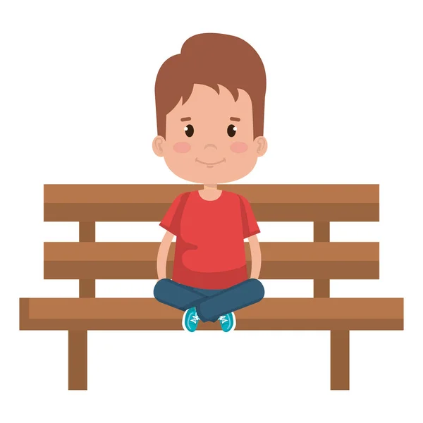 公園の椅子のキャラクターに座っている小さな男の子 — ストックベクタ