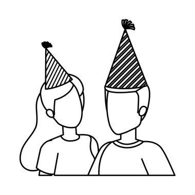 parti şapkası ile genç Çift