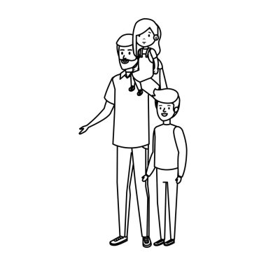 Baba ile oğlu ve kızı karakterler