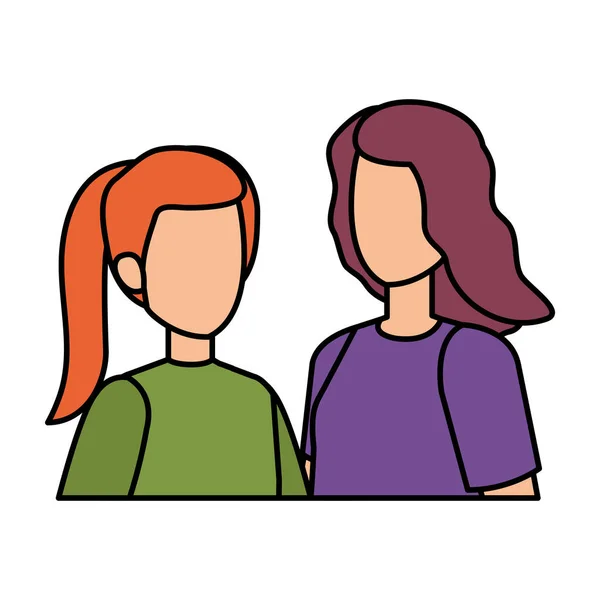Paar meisjes avatars tekens — Stockvector