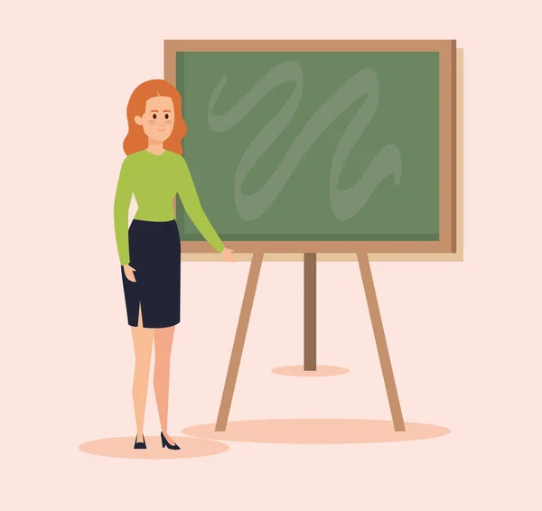 Vrouw leraar met schoolbord en blouse met rok — Stockvector