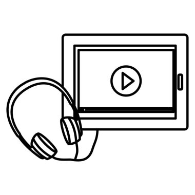 media player ve kulaklıklı tablet cihazı