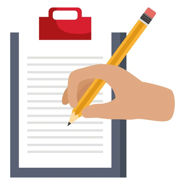 Hand writing in clipboard checklist isolated icon — Stock Vector