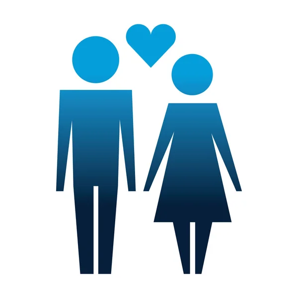Οικογένεια ζευγάρι με την καρδιά σιλουέτα avatar — Διανυσματικό Αρχείο