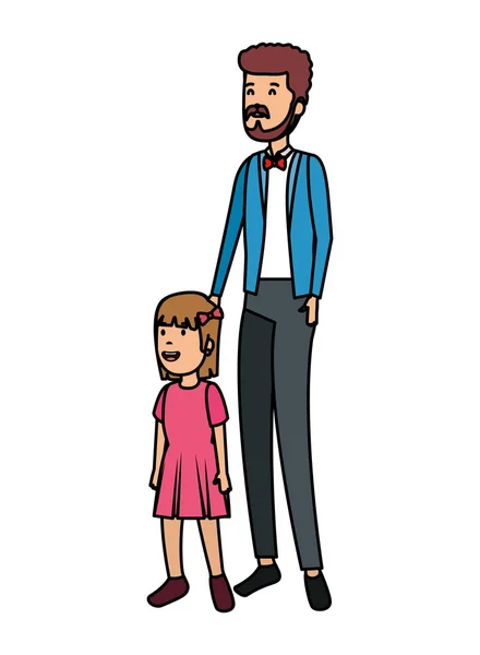 Père avec des personnages fille — Image vectorielle