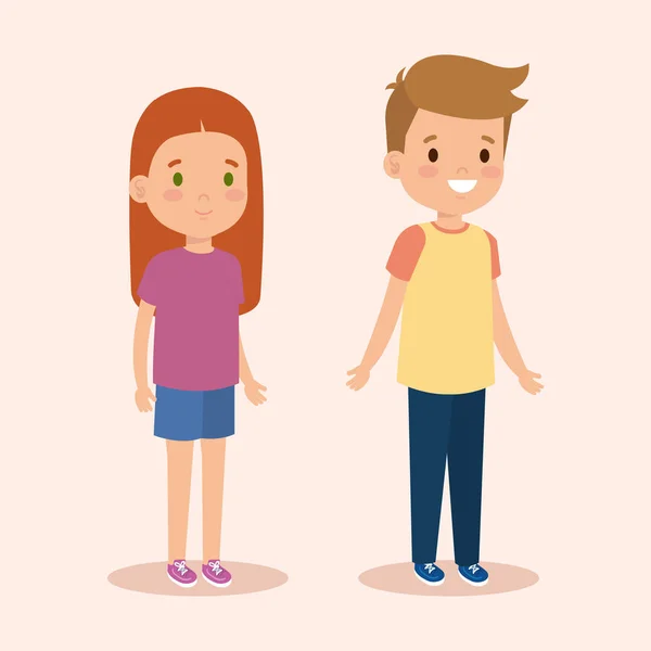 Girl and boy with casual clothes and hairstyle — Stock Vector