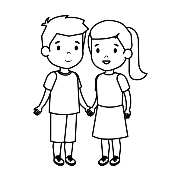 Lindo poco niños pareja — Vector de stock