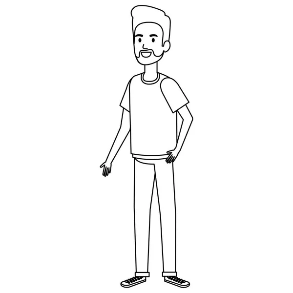 Jonge man met baard avatar karakter — Stockvector