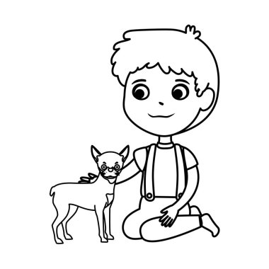 köpek karakteri ile sevimli küçük çocuk