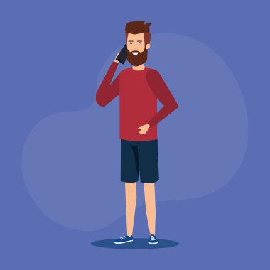 genç adam Smartphone ile arıyor