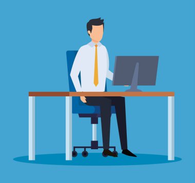 bilgisayar ile ofiste zarif işadamı yönetici