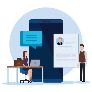 iş adamları özgeçmiş ve akıllı telefon ile iş